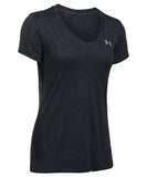 UNDER ARMOUR TECH SS VNECK JACQUARD WOMEN'S SHIRT BLACK - 1280653_ua_2016_womens_shirt_black_front_71da5fd4-d386-4c5a-8bfa-be3f96d03a86