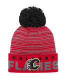 CALGARY FLAMES ADIDAS JR CUFFED POM KNIT BEANIE - Calgary-Flames-Adidas-JR-Cuffed-Pom-Knit-Beanie-Front-min