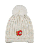 CALGARY FLAMES ADIDAS WOMEN'S POM BEANIE - Calgary-Flames-Adidas-Womens-Beanie-With-Pom-Front