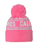 CALGARY FLAMES GIRL'S PINK CUFFED KNIT POM TOQUE - Calgary-Flames-Girls-Cuffed-Pom-Toque-Back
