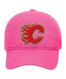 CALGARY FLAMES GIRL'S SLOUCH ADJUSTABLE HAT - Calgary-Flames-Girls-Slouch-Adjustable-Hat-Front-min