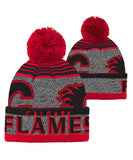CALGARY FLAMES KID'S ALLOVER JACQUARD CUFF POM BEANIE - Calgary-Flames-Kids-All-Over-Cuff-Pom-Beanie-All-min