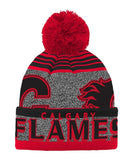 CALGARY FLAMES KID'S ALLOVER JACQUARD CUFF POM BEANIE - Calgary-Flames-Kids-All-Over-Cuff-Pom-Beanie-Front-min