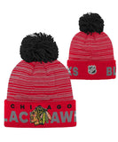 CHICAGO BLACKHAWKS ADIDAS JR CUFFED POM KNIT BEANIE - Chicago-Blackhawks-Adidas-JR-Cuffed-Pom-Knit-Beanie-All-min