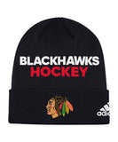 CHICAGO BLACKHAWKS ADIDAS LOCKER ROOM CUFFED BEANIE - Chicago-Blackhawks-Adidas-SR-Locker-Room-Cuffed-Beanie-Front