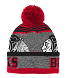 CHICAGO BLACKHAWKS KID'S ALLOVER JACQUARD CUFF POM BEANIE - Chicago-Blackhawks-Kids-All-Over-Cuff-Pom-Beanie-Back-min