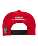 CHICAGO BLACKHAWKS KID'S 2-TONE FLATBRIM SNAPBACK HAT - Chicago-Blackhawks-Kids-Flatbrim-2-Tone-Snapback-Hat-Back