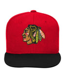 CHICAGO BLACKHAWKS KID'S 2-TONE FLATBRIM SNAPBACK HAT - Chicago-Blackhawks-Kids-Flatbrim-2-Tone-Snapback-Hat-Front