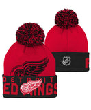 DETROIT RED WINGS KID'S REDLINE CUFFED POM KNIT TOQUE - DETROIT-RED-WINGS-KID_S-REDLINE-CUFFED-POM-KNIT-TOQUE-BACK
