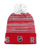 DETROIT RED WINGS ADIDAS CUFFED POM KNIT BEANIE - Detroit-Red-Wings-Adidas-Cuffed-Pom-Knit-Beanie-Back
