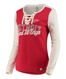 FANATICS DETROIT RED WINGS WOMEN'S TRUE CLASSICS LACE UP LONGSLEEVE SHIRT - Detroit-Red-Wings-Fanatics-Womens-True-Classic-Lace-Up-Shirt-Front-min
