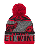 DETROIT RED WINGS KID'S ALLOVER JACQUARD CUFF POM BEANIE - Detroit-Red-Wings-Kids-All-Over-Cuff-Pom-Beanie-Front-min