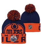 EDMONTON OILERS KID'S REDLINE CUFFED POM KNIT TOQUE - EDMONTON-OILERS-KID_S-REDLINE-CUFFED-POM-KNIT-TOQUE-BACK