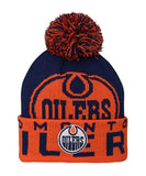 EDMONTON OILERS KID'S REDLINE CUFFED POM KNIT TOQUE - EDMONTON-OILERS-KID_S-REDLINE-CUFFED-POM-KNIT-TOQUE-FRONT