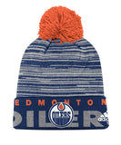 EDMONTON OILERS ADIDAS CUFFED POM KNIT BEANIE - Edmonton-Oilers-Adidas-Cuffed-Pom-Knit-Beanie-Front