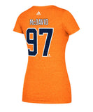 CONNOR MCDAVID EDMONTON OILERS ADIDAS WOMEN'S AUTHENTIC JERSEY T SHIRT - Edmonton-Oilers-Adidas-Womens-Authentic-Connor-McDavid-Silver-Tee-Back