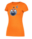 CONNOR MCDAVID EDMONTON OILERS ADIDAS WOMEN'S AUTHENTIC JERSEY T SHIRT - Edmonton-Oilers-Adidas-Womens-Authentic-Connor-McDavid-Silver-Tee-Front