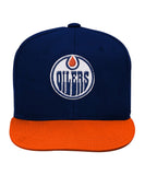 EDMONTON OILERS KID'S 2-TONE FLATBRIM SNAPBACK HAT - Edmonton-Oilers-Kids-Flatbrim-2-Tone-Snapback-Hat-Front
