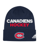 MONTREAL CANADIENS ADIDAS LOCKER ROOM CUFFED BEANIE - Montreal-Canadiens-Adidas-SR-Locker-Room-Cuffed-Beanie-Front