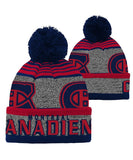 MONTREAL CANADIENS KID'S ALLOVER JACQUARD CUFF POM BEANIE - Montreal-Canadiens-Kids-All-Over-Cuff-Pom-Beanie-All-min