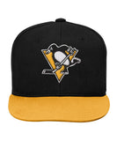 PITTSBURGH PENGUINS KID'S 2-TONE FLATBRIM SNAPBACK HAT - Pittsburgh-Penguins-Kids-Flatbrim-2-Tone-Snapback-Hat-Front