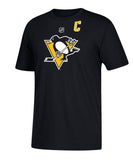 SIDNEY CROSBY PITTSBURGH PENGUINS ADIDAS MEN'S AUTHENTIC JERSEY T SHIRT - Sidney-Crosby-Pittsburgh-Penguins-Adidas-Silver-Jersey-Tee-Front