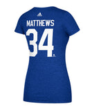 AUSTON MATTHEWS TORONTO MAPLE LEAFS ADIDAS WOMEN'S AUTHENTIC JERSEY T SHIRT - Toronto-Maple-Leafs-Adidas-Womens-Authentic-Auston-Matthews-Silver-Tee-Back