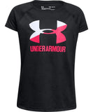 UNDER ARMOUR GIRL'S SOLID BIG LOGO T SHIRT - BLACK - Under-Armour-Girls-Solid-Big-Logo-T-Shirt-Black-Front-178093-min