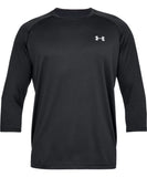 UNDER ARMOUR MEN'S TECH POWER SLEEVE SHIRT - BLACK - Under-Armour-Mens-Tech-Power-Sleeve-Shirt-Front-178341