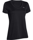 UNDER ARMOUR TECH V-NECK WOMEN'S T SHIRT - BLACK - Under-Armour-Tech-V-Neck-Womens-T-Shirt-Black-2