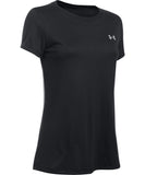 UNDER ARMOUR WOMEN'S TECH SOLID T SHIRT - BLACK - Under-Armour-Womens-Tech-Solid-T-Shirt-Black-Front-178181-min