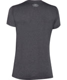 UNDER ARMOUR WOMEN'S TECH SOLID V NECK T SHIRT - GREY - Under-Armour-Womens-Tech-Solid-T-Shirt-Grey-Back-178153