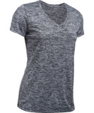 UNDER ARMOUR WOMEN'S TECH TWIST V NECK T SHIRT - BLACK - Under-Armour-Womens-tech-Twist-T-Shirt-Black-Front-178157