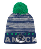 VANCOUVER CANUCKS ADIDAS CUFFED POM KNIT BEANIE - Vancouver-Canucks-Adidas-Cuffed-Pom-Knit-Beanie-Front