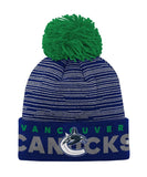 VANCOUVER CANUCKS ADIDAS JR CUFFED POM KNIT BEANIE - Vancouver-Canucks-Adidas-JR-Cuffed-Pom-Knit-Beanie-Front-min