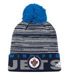 WINNIPEG JETS ADIDAS CUFFED POM KNIT BEANIE - Winnipeg-Jets-Adidas-Cuffed-Pom-Knit-Beanie-Front