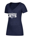 WINNIPEG JETS ADIDAS WOMEN'S VNECK T SHIRT - Winnipeg-Jets-Adidas-Womens-Dassler-T-Shirt-Front
