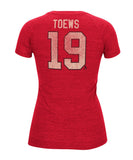 CCM CHICAGO BLACKHAWKS TOEWS #19 WOMEN'S V-NECK T-SHIRT - b211w_ccm_2016_cbh_toews_back_d173f41a-6b9e-46d0-b377-a0986968d93d